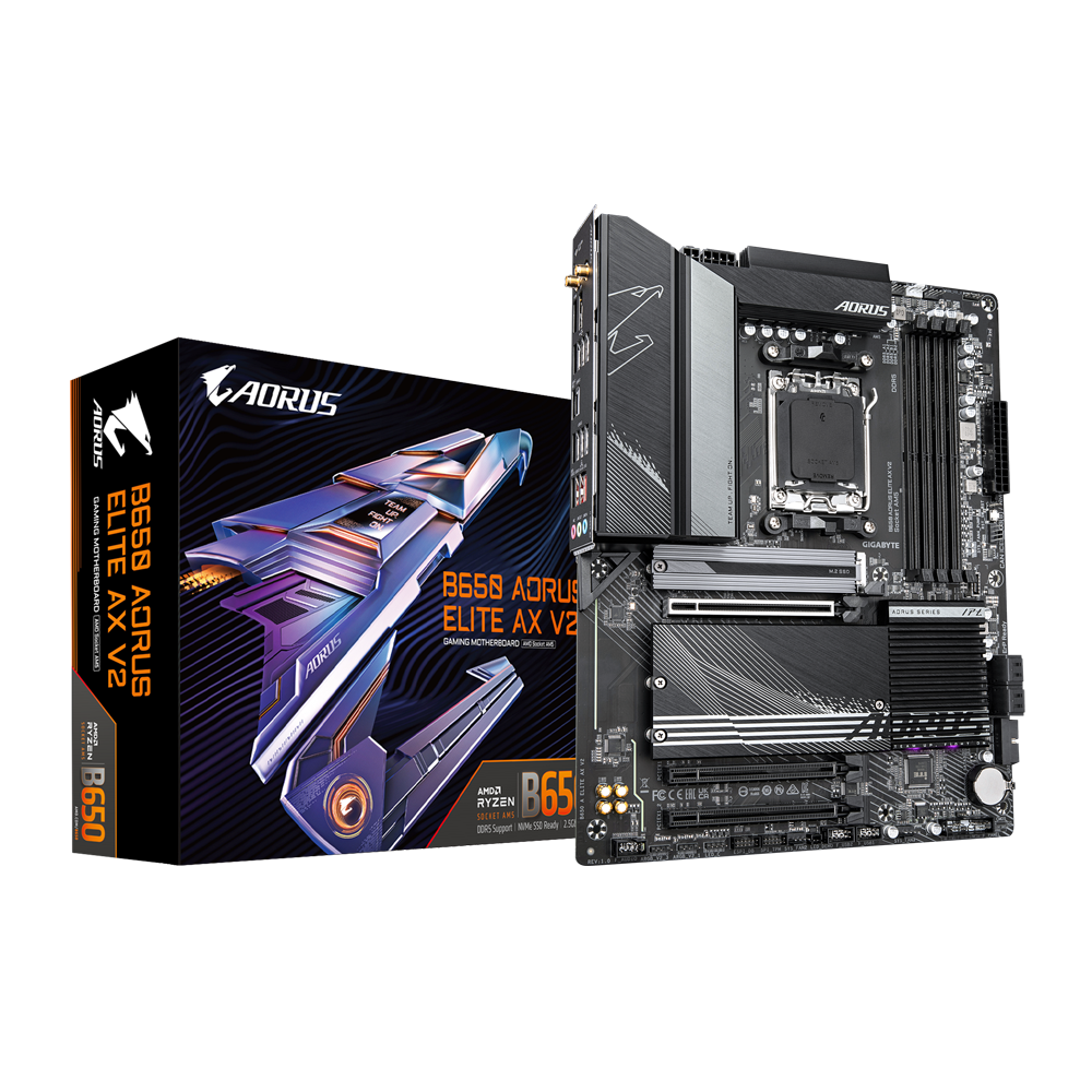 B650 AORUS ELITE AX V2/AMD AM5/ATX/4x DDR5 up to 192GB/8000MHz/PCIe 4.0 x1 3.0 x2/M.2 x3