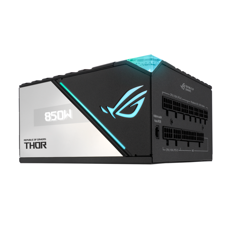 ROG-THOR-850P2-GAMING, DIMENSION 160 x 150 x 86, Weight 1.865KG, TTL OUTPUT 850W, RGB Lightning AURA SYNC, CONNECTOR Full Modular