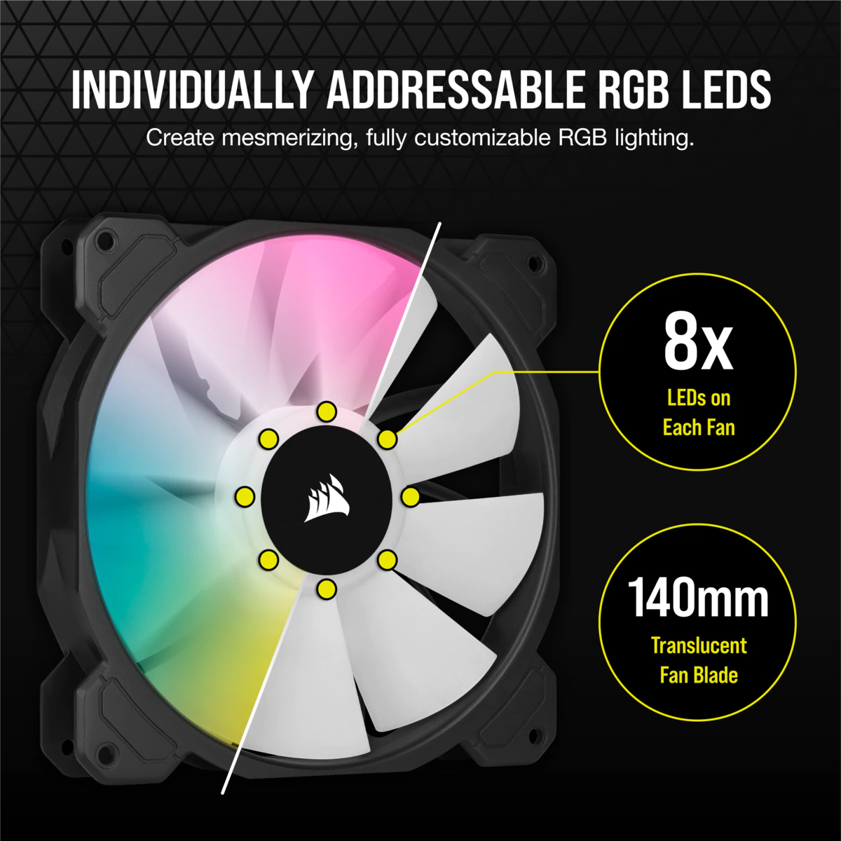 SP140 RGB ELITE, 140mm RGB LED Fan with AirGuide, Single Pack