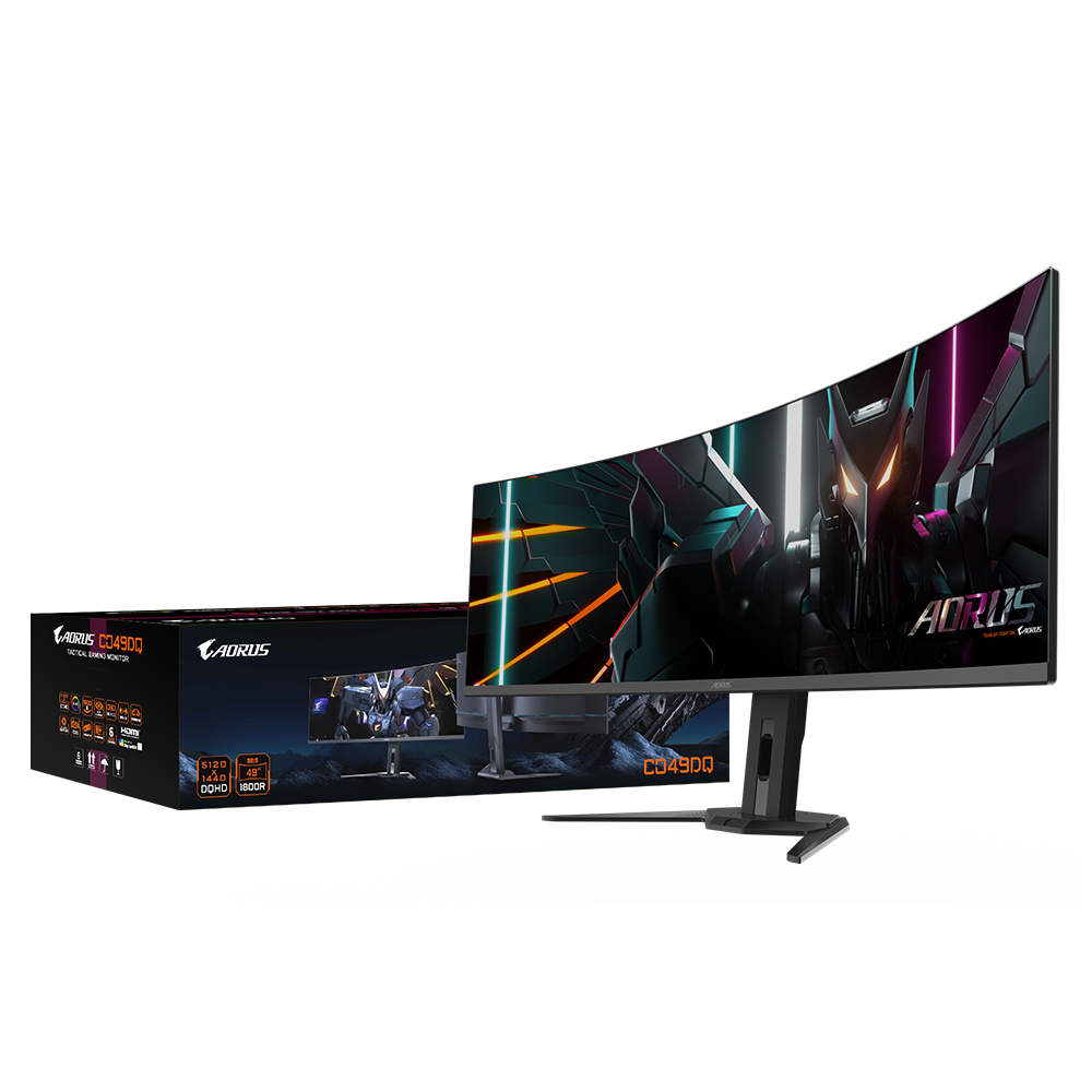 AORUS CO49DQ Gaming Monitor, 49" OLED/5120 x 1440(DQHD)/10bit (1.07B)/0.03ms GTG/144Hz/99% DCI-P3/HDR True Black 400/HDMIx2 DPx1 USBCx1