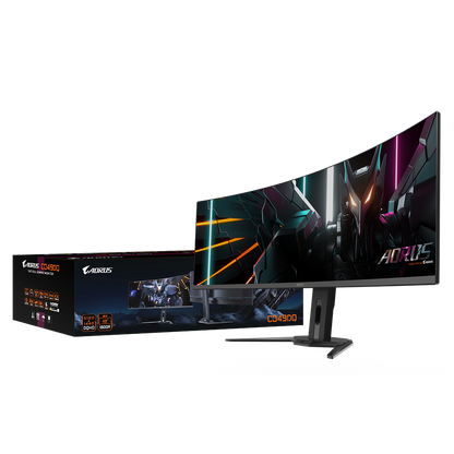 AORUS CO49DQ Gaming Monitor, 49" OLED/5120 x 1440(DQHD)/10bit (1.07B)/0.03ms GTG/144Hz/99% DCI-P3/HDR True Black 400/HDMIx2 DPx1 USBCx1