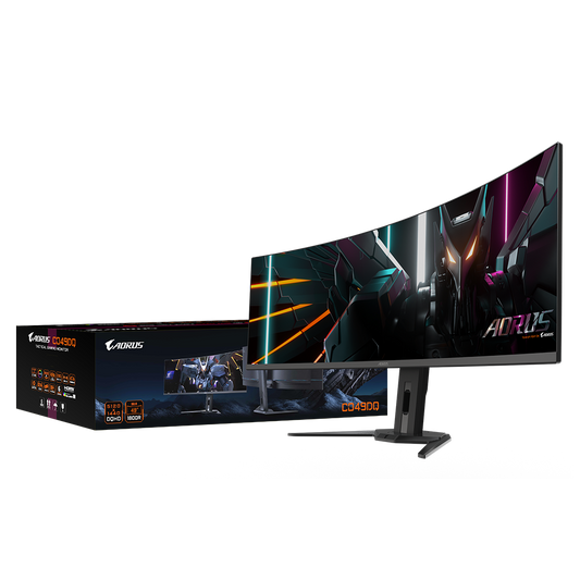 AORUS CO49DQ Gaming Monitor, 49" OLED/5120 x 1440(DQHD)/10bit (1.07B)/0.03ms GTG/144Hz/99% DCI-P3/HDR True Black 400/HDMIx2 DPx1 USBCx1