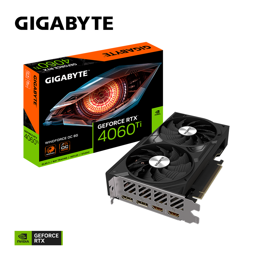 Nvidia GeForce RTX 4060 TI WINDFORCE OC 8 GB GDDR6 128 bit/2550MHz/PCI-E 4.0/Max Res 7680x4320/DisplayPort 1.4a*2 HDMI 2.1a*2