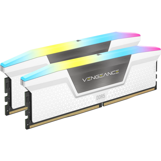 CORSAIR VENGEANCE RGB DDR5 64GB (2x32GB)  DDR5 6000 (PC5-48000) CL30 1.4V Intel XMP  Memory - White