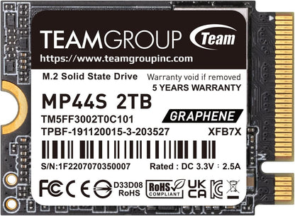 MP44S, PCIe Gen4x4, M.2 2230, 2TB, Read Up to 5000MB/s, Write Up to 3500MB/s, 5 Years Limited Warranty