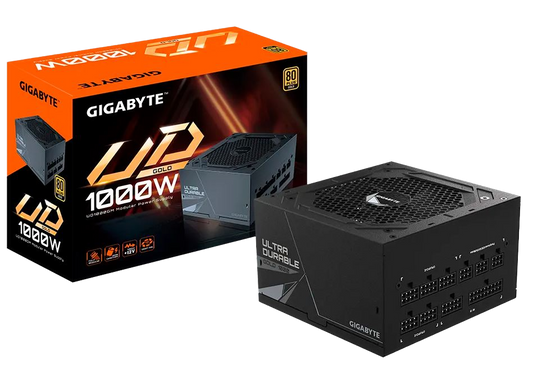 Gigabyte UD1000GM 1000W ATX PSU Power Supply  80+ Gold >90% 120mm Fan Black Flat Cables Single +12V Rail Japanese  >100K Hrs