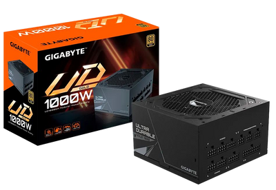 Gigabyte UD1000GM 1000W ATX PSU Power Supply  80+ Gold >90% 120mm Fan Black Flat Cables Single +12V Rail Japanese  >100K Hrs